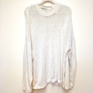 Abercrombie & Fitch Oversized Knit Sweater White Relaxed Fit Baggy Casual Lounge